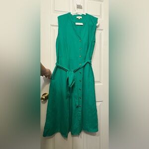 Laura green linen dress